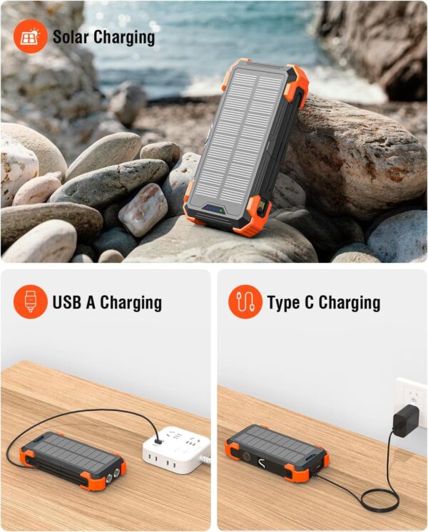 "EcoPower: 42800mAh Solar Wireless Charger with Quad Ports & LED Flashlights for Ultimate Outdoor Adventure!" - Image 6