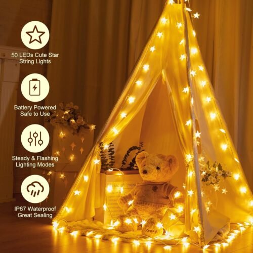 Enchanting 17 ft Starry LED Fairy Lights: Battery-Powered, Waterproof Decor for Every Occasion! - 이미지 4