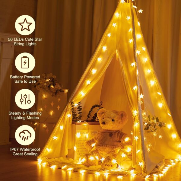 Enchanting 17 ft Starry LED Fairy Lights: Battery-Powered, Waterproof Decor for Every Occasion! - Image 4
