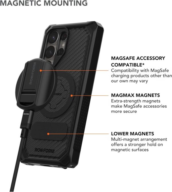 Rokform’s Indestructible Armor Case for Galaxy S25 Ultra: Magnetic Twist Lock & Ultimate Drop Protection in Sleek Black - Image 4