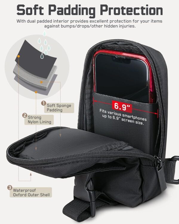 Small Sling Phone Bag for Women Men, Cell Phone Crossbody Bags Casual Smartphone Cross Body Purse Chest Bag with Left/Right Carry for Travel Fits Up to 6.9" Screen - Image 4