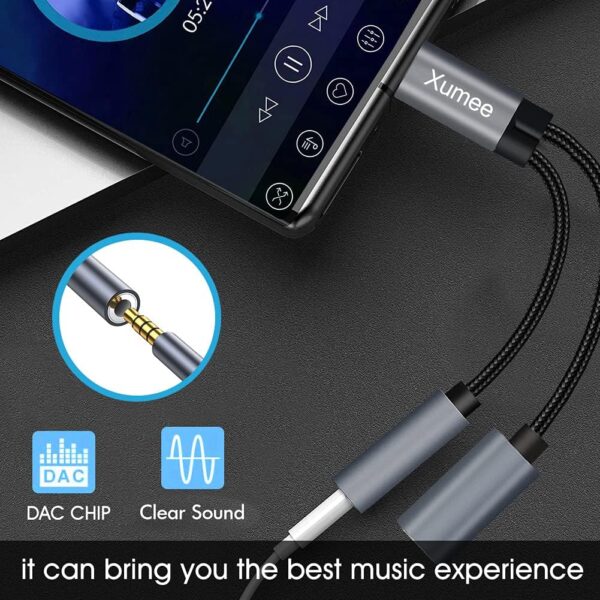 "Ultimate 2-in-1 USB-C Adapter: Dual Function Hi-Res DAC & Fast Charging for iPhone 16/15 Pro Max and Galaxy S25/S24 Ultra (Grey)" - Image 4