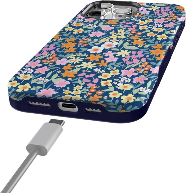 Casely iPhone 15 Pro Case | Full Bloom | Navy Floral | Bold Case | Compatible with MagSafe and Action Button - Image 2