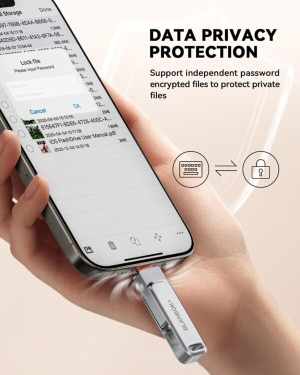MFi Certified 128GB Flash Drive for iPhone Photo Stick, USB Thumb Drive Memory Stick High Speed USB Drive Photo Storage for iPhone Flash Drive Compatible for iPhone/iPad/Android/PC - Image 4