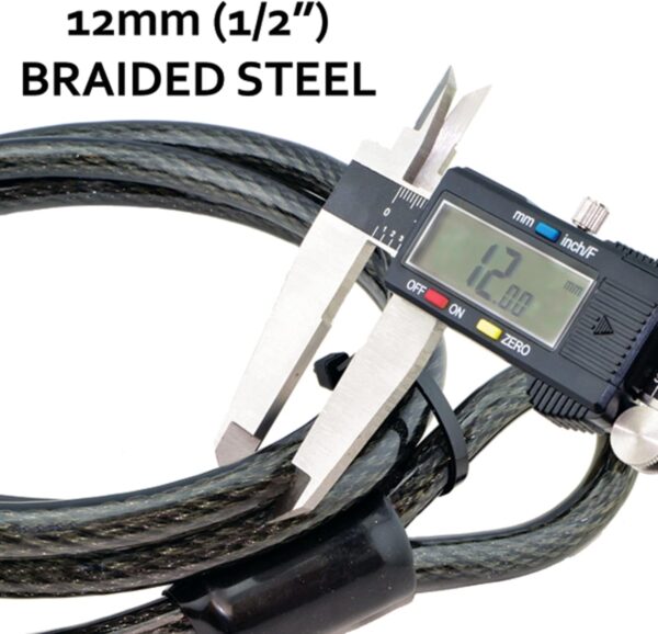 Lumintrail 12mm (1/2 inch) Heavy-Duty Security Cable, Vinyl Coated Braided Steel with Sealed Looped Ends (4', 7', 10', 15' or 30') (4-FT) - Image 2