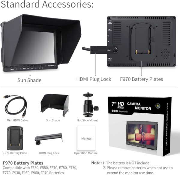 Illuminate Your Shots: FEELWORLD FW759 7" 4K DSLR Monitor with Sunshade for Stunning Visuals - Image 8