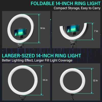 Ultimate Versatility: UBeesize 14" Foldable Ring Light & 62" Tripod for Perfect Selfies and Creative Content! - 이미지 2