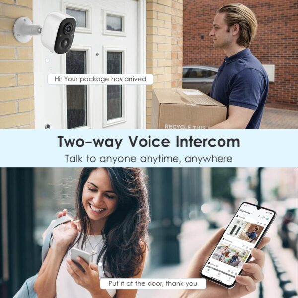 GMK Security Cameras Wireless Outdoor, 2K Color Night Vision AI Motion Detection 2-Way Talk Battery Powered 3MP WiFi Home Indoor Camera IP65 Waterproof Spotlight Siren Alarm Cloud/SD Storage 4-Pack - Image 5