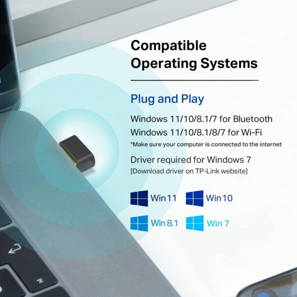TP-Link Nano 2-in-1 USB Bluetooth WIFi Adapter AC600(Archer T2UB Nano)- Bluetooth 4.2 with 2.4G/5G Dual Band Wireless Network Adapter for Desktop PC, WPA3, Supports Windows 11,10, 8.1,8, 7 - Image 7