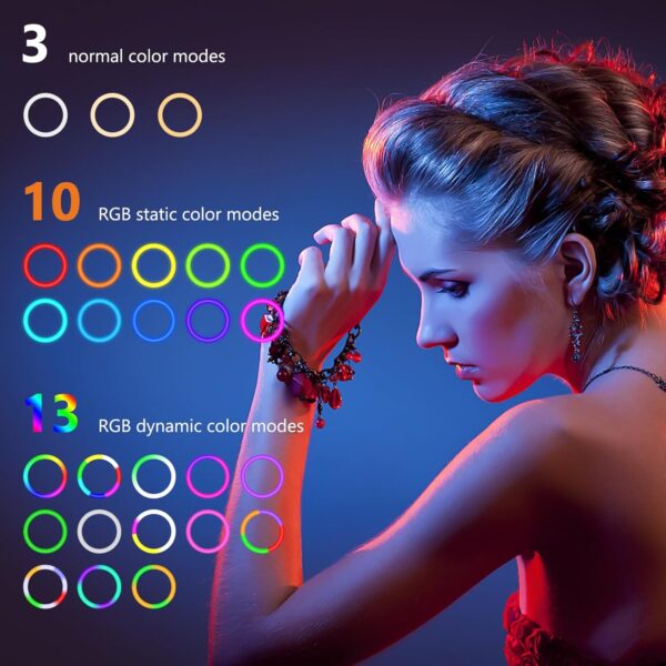 Illuminate Your Moments: The 12" PEYOU Selfie Ring Light with 73" Tripod – 38 Color Modes and 3-in-1 Dimmable Magic for Makeup, TikTok, and YouTube! - Image 4