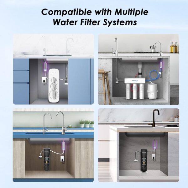 Waterdrop LED UV͎ Ultrąviolët Water Filter for Under Sink Water Filter System and Reverse Osmosis System, Reduce up to 99.9% of Baçtёria, Mercury-Free, FCC Certified, Stainless Steel, 50 Year Life Tim - Image 4