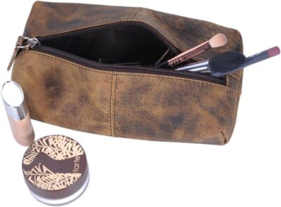 "KomalC Luxe Buffalo Leather Zip-Lock: The Ultimate Makeup and Stationery Companion" - 이미지 3