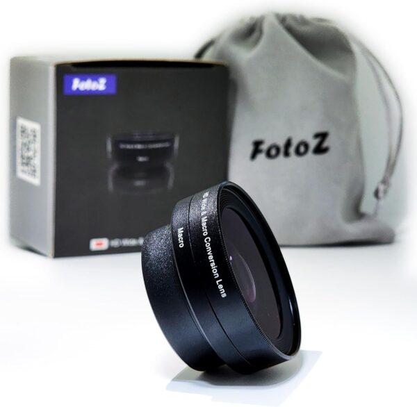 FotoZ 40.5mm 0.75x Mini Wide Angle Conversion Lens(w/Macro), for Sony ZV-1F ZV-E10, ZV-E10 MarkII A6400 A6700 Accessories, Compatible with kit Lens 16-50mm, PZ 16-50mm OSS II (Black)