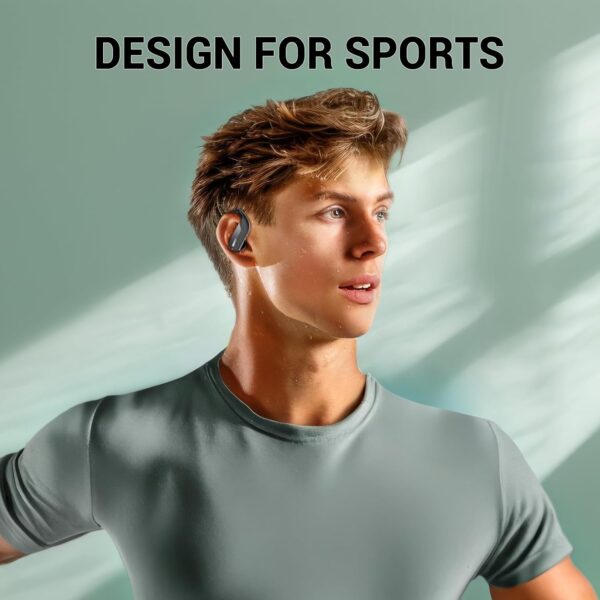 Wireless Earbuds with Earhooks 80Hrs Bluetooth Headphones Over-Ear ENC Noise Canceling Mic Earphones IP7 Waterproof Headset for Sports,Fitness,Workouts and Running Black - Image 6