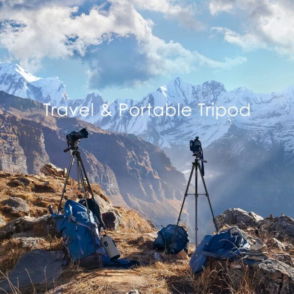 Endurax 60'' Camera Tripod Camera Stand for Canon Rebel Eos Nikon DSLR, Travel Tripods for Phone Tablet with Remote Black - Image 5