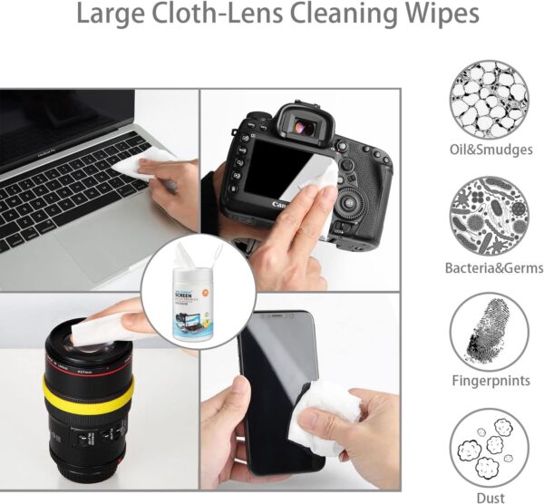 Monitor Wipes, Pre-Moistened Computer Screen Wipes for Electronics, Computer Monitor Cleaning Wipes for Eyeglasses, Tablets, Camera Lenses, Laptop, Screen Cleaner Wipes for Phones, TV, LCD - Image 2