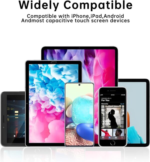 Stylus (5 Pcs), 2-in-1 Stylus Pen for Touch Screen, High Precision and Sensitivity, Suitable for iPhone/ipad/Android Tablets, Compatible with All Touch Screens (Black/White/Blue/Rose Gold/Silver) - Image 7