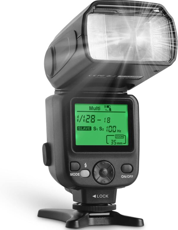 Altura Photo Camera Flash with LCD Display for DSLR & Mirrorless Cameras - External Speedlite Featuring a Standard Hot Shoe, Universal Speedlight for Canon, Sony, Nikon, Panasonic and More