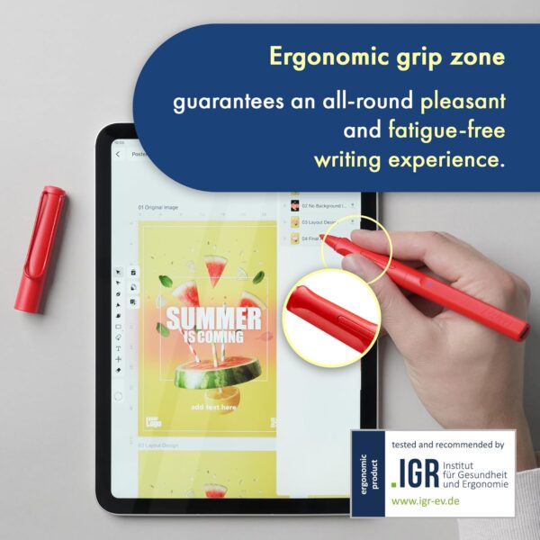 Luminous LAMY Safari Note+ Red: The Ultimate iPad Stylus with Palm Rejection and Tilt Sensitivity - Image 5