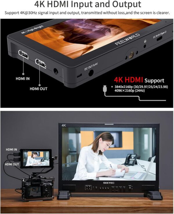 Illuminate Your Filmmaking: FEELWORLD F6 Pro 4K Touch Screen Monitor with NP-F970 Battery & Storage Package - Image 5