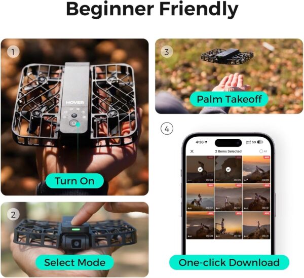 X1 Drone with Camera, Self-Flying Camera Drone with Follow Me Mode, Foldable Mini Drone with HDR Video Capture, Palm Takeoff, Intelligent Flight Paths, Hands-Free Control Black (Combo) - Image 5
