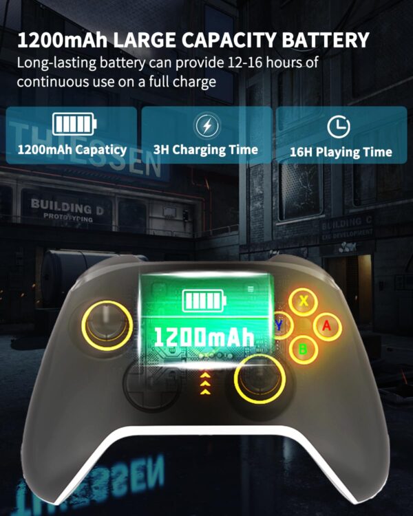 Bcofo Wireless Mobile Gaming Controller for iPhone/Android/Switch/Laptop, Wired Control for PC/Steam, Programmable Game Gamepad with Phone Clip for Gamer, with RGB Lighting Effect/Turbo/Vibration/6-Axis Gyro - Image 6