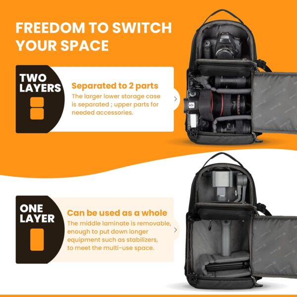 TARION Waterproof Camera Sling Bag Backpack - DSLR Sling Camera Bag for Photographers, Cross body Sling Bag with Raincover Tripod Holder Photography Slingpack Black TR-S - Image 7