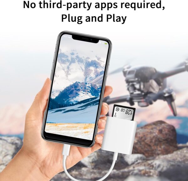 SD Card Reader for iPhone iPad Camera,Dual Card Slot Memory Card Reader Supports SD and TF Card Trail Camera Viewer Sd Card Adapter Portable Micro Sd Card Reader No Application Required Plug and Play - Image 6