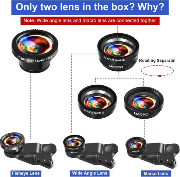 Ultimate 3-in-1 Smartphone Lens Set: Elevate Your Videos and Vlogs with Fisheye, Macro, and Wide Angle Magic! - Image 3