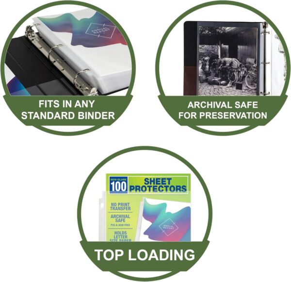 "Durable Defense: 100 Non-Glare Sheet Protectors for Your Essential Pages" - Image 2
