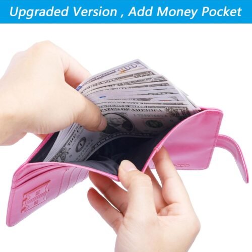 Chic RFID-Blocking Leather Passport Wallet: Stylish Travel Companion for All! (Pink) - 이미지 5