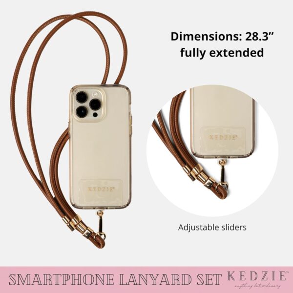 KEDZIE Smartphone Lanyard Set Vegan Leather Universal Phone Lanyard Adjustable Sliders Compatible with Most Smartphones - Image 4