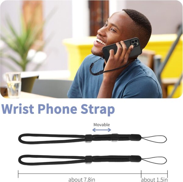 CACOE Cell Phone Lanyard 2 Pcs-1 Pcs Adjustable Neck Strap,1 Pcs Wrist Strap,2 Pcs Pads,Universal Crossbody,Multifuctional Compatible with Most Smartphones(Black) - Image 8