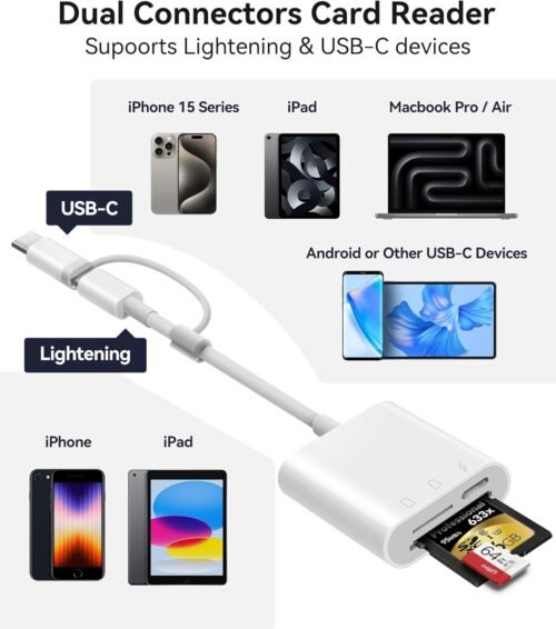 "Capture Moments Anywhere: Oyuiasle Dual-Slot SD Card Reader for iPhone and iPad" - 이미지 2