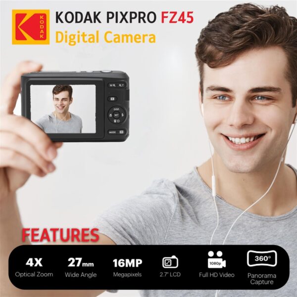 Capture Every Moment: Kodak PIXPRO FZ45 Bundle with Case & 128GB SD Card - Image 4