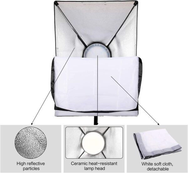 Versatile 45W Dimmable LED Lighting Kit with Dual Color Temperature and 3 Softbox Set for Stunning Portraits and Video Creations - Image 5