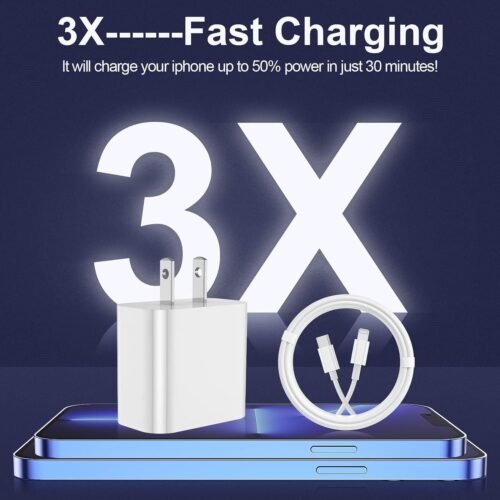 Get Powered Up: Dual Fast Charging Wall Blocks with Extra Long USB C to Lightning Cables for Your iPhone & AirPods! - 이미지 2