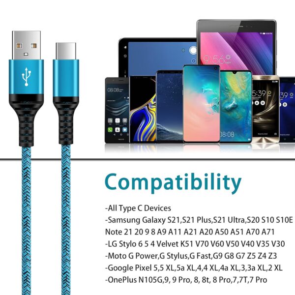 C Charger Cord Fast Charging USB Type C Cable Android Charger Cables 6FT 2Pack for Samsung Galaxy S25 S24 S23 S22 S21 S20 Ultra S20+ Note 20 10 S10 S9 Plus A12 A11 A52 Google Pixel 6 5 4 4a 3a XL - Image 7