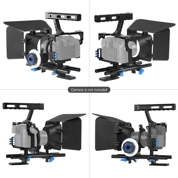 Andoer Camera Cage Kit C500 Aluminum Alloy Camera Camcorder Video Cage Rig Kit Film Making System with 15mm Rod Matte Box Follow Focus Handle Grip for Panasonic GH4 for Sony A7S/A7/A7R/A7RII/A7SII - Image 3