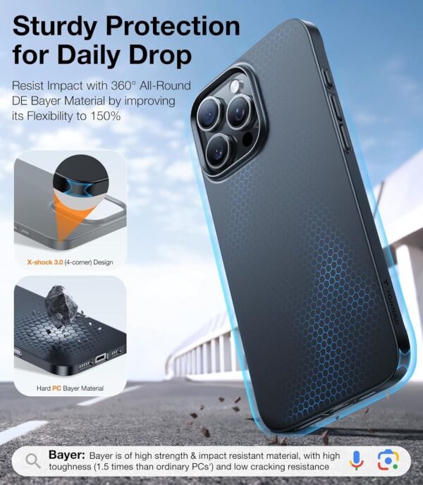 TORRAS Magnetic Slim Fit for iPhone 16 Pro Case, 6.3 inch, Ultra-Thin Case Compatible with MagSafe, Lightweight Matte Anti-Scratch Hard PC Cover Phone Case for iPhone 16 Pro OriginFit, Black - Image 5