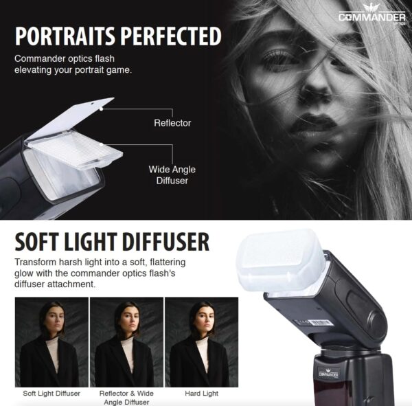 Fully Automatic Speedlite Flash for Canon EOS R, RP, R100, R50, R10, R7, R8, R6,R6 Mark II, R5, R5C Mirrorless Cameras, E-TTL up to 90ft, Built in Diffuser, Bounce Head, Swival, Slave Unit, - Image 5