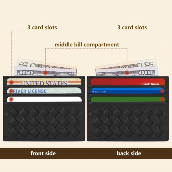 Unaone Slim Minimalist Wallet - Credit Card Holder, Leather Front Pocket Wallet Card Case for Men & Women, Black - Image 3