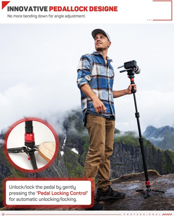 Elevate Your Shots: IFOOTAGE Cobra 3 A150S-Ⅲ Monopod with Tripod Base and Effortless One-Touch Lift! - Image 2