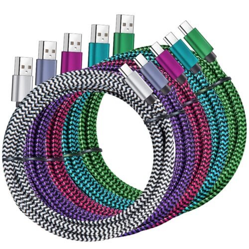 Ultimate 5-Pack Nylon Braided 6FT USB Type-C Cables: Fast Charging Power for Samsung Galaxy Devices!