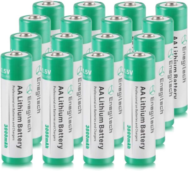 AA Lithium Battery, 3000mAh 1.5V Double A Lithium Battery for Blink Camera, Doorbell, Smart Lock Deadbolt, Security Aralm System Non-Rechargeable 16 Pack