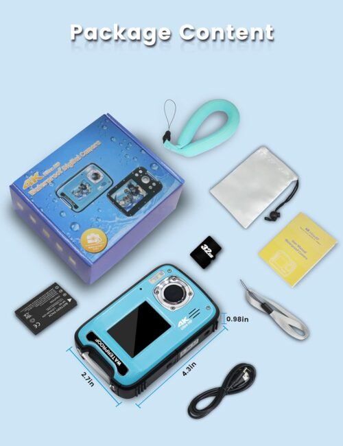 Dive into Clarity: 4K 48MP Dual-Screen Waterproof Camera with Floating Strap & 32GB Card for Ultimate Snorkeling Adventures! - 이미지 7