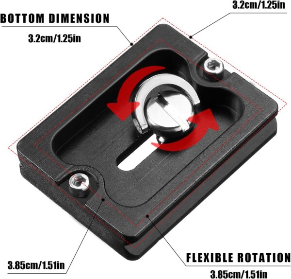 Frienda 2 Pieces Metal Quick Release Plate with 1/4''-20 Camera Screw Tripod Mount Plate Fits Standard for DSLR Camera Tripod Ball Head(Black,Pu50) - Image 3