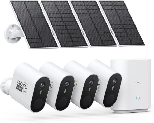 "Empower Your Home: AOSU 3K/5MP Solar Security Camera System with Ultra HD Clarity and Advanced Night Vision!"