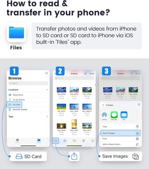 "Capture Moments Anywhere: Oyuiasle Dual-Slot SD Card Reader for iPhone and iPad" - 이미지 8