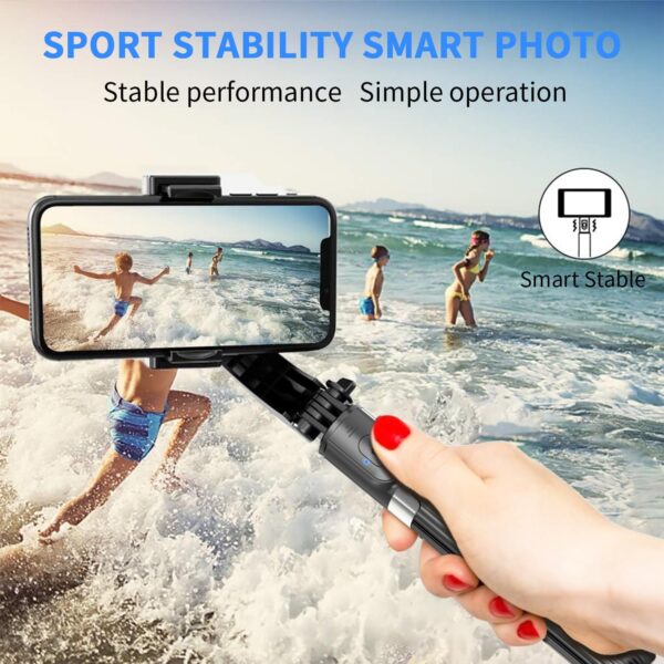 Gimbal Stabilizer for Smartphone ，with Retractable Selfie Stick and Tripod，1-Axis Multifunction Remote 360°Automatic Rotation， Auto Balance for iPhone/Android - Image 4